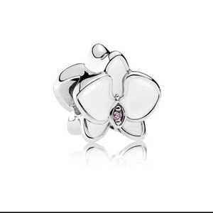 Pandora Silver Orchid Charm with Pink Accent